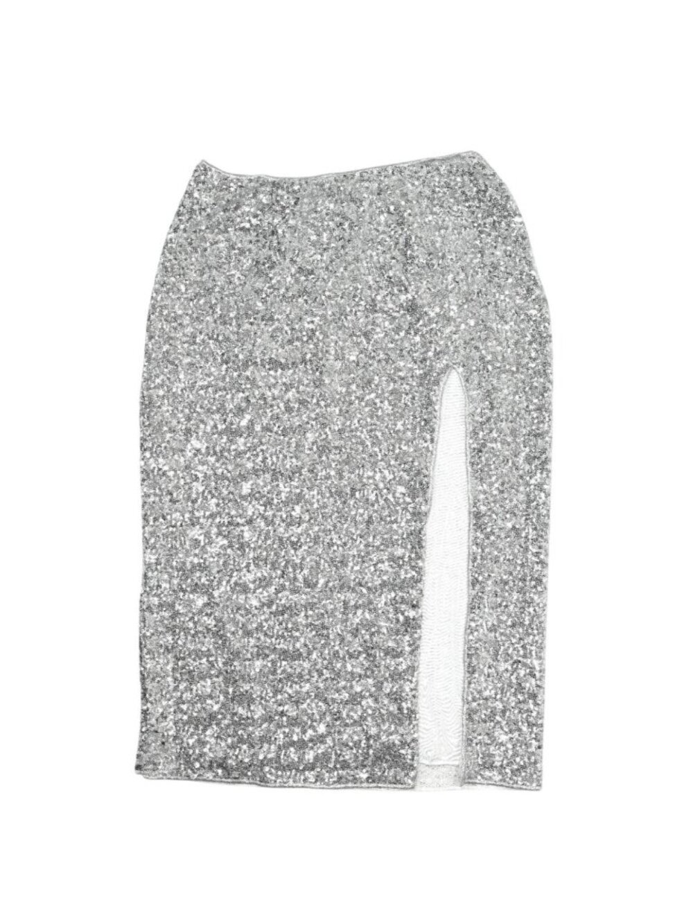 Oseree Sequined Midi Skirt in Silver